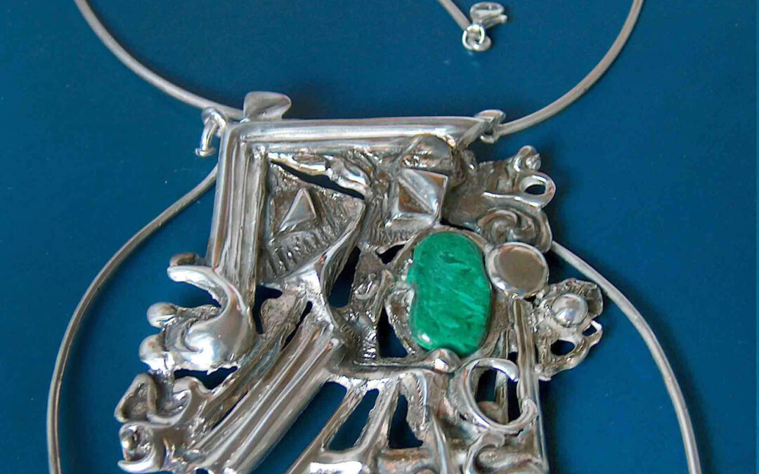 collier argento e giada